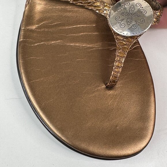 Brighton Brown Faux Snakeskin Sandals With Silver Floral Medallion Size 8.5 - Picture 6 of 10